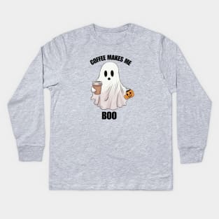 Ghost Coffee Halloween Funny Shirt Boo Kids Long Sleeve T-Shirt